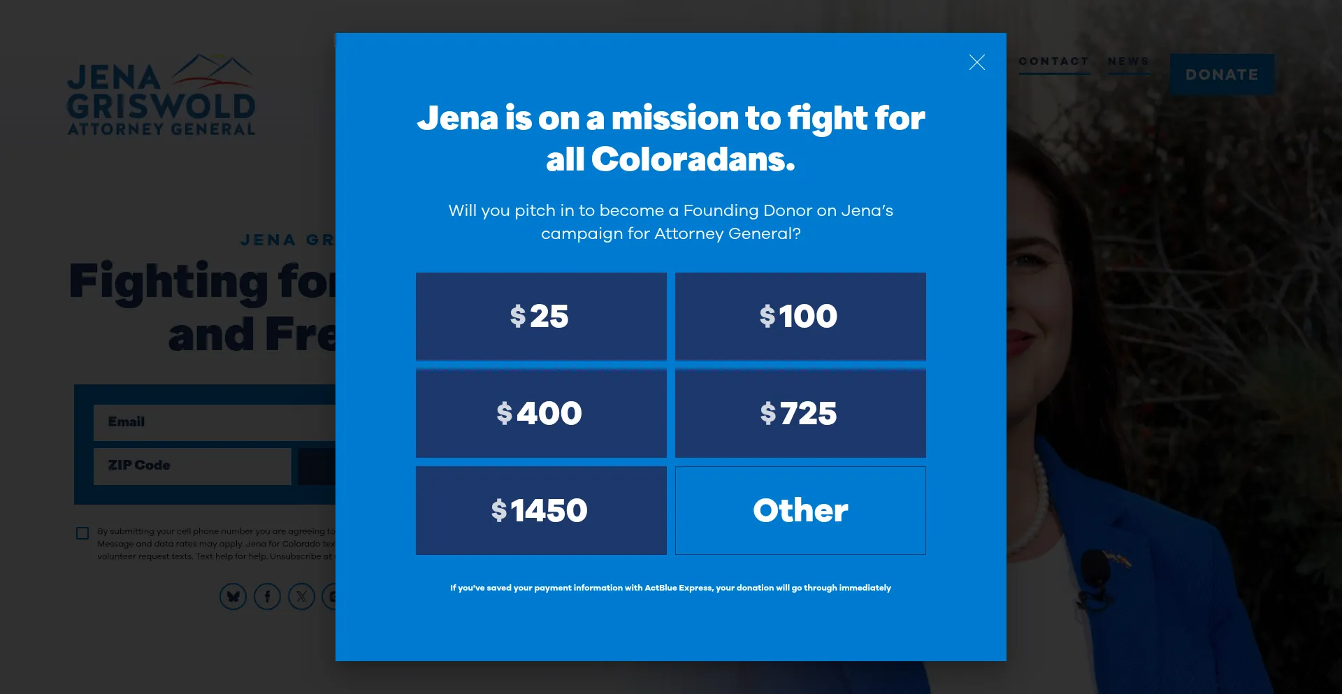 Website screenshot of Jenaforcolorado.com