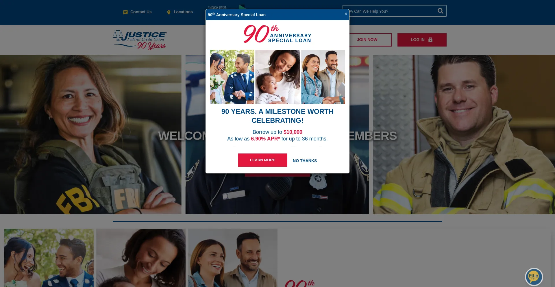 Website screenshot of Jfcu.org