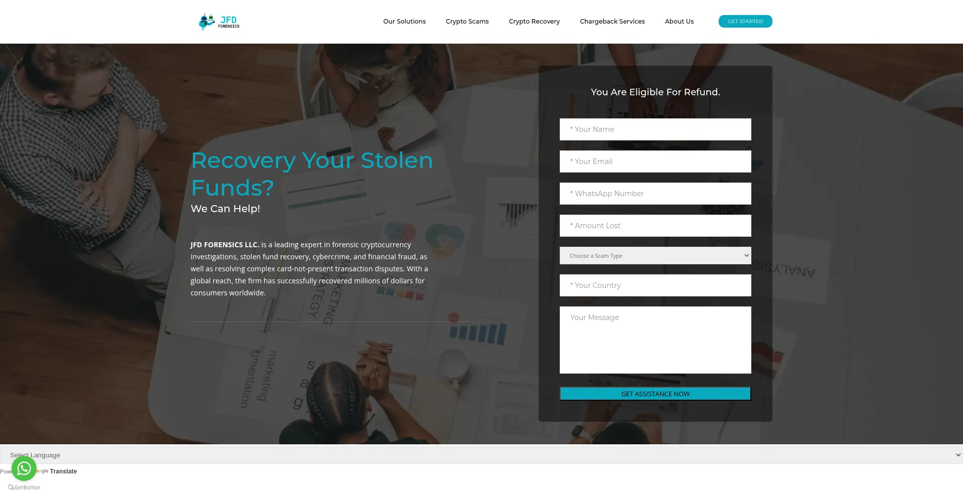 Website screenshot of Jfdforensics.tech