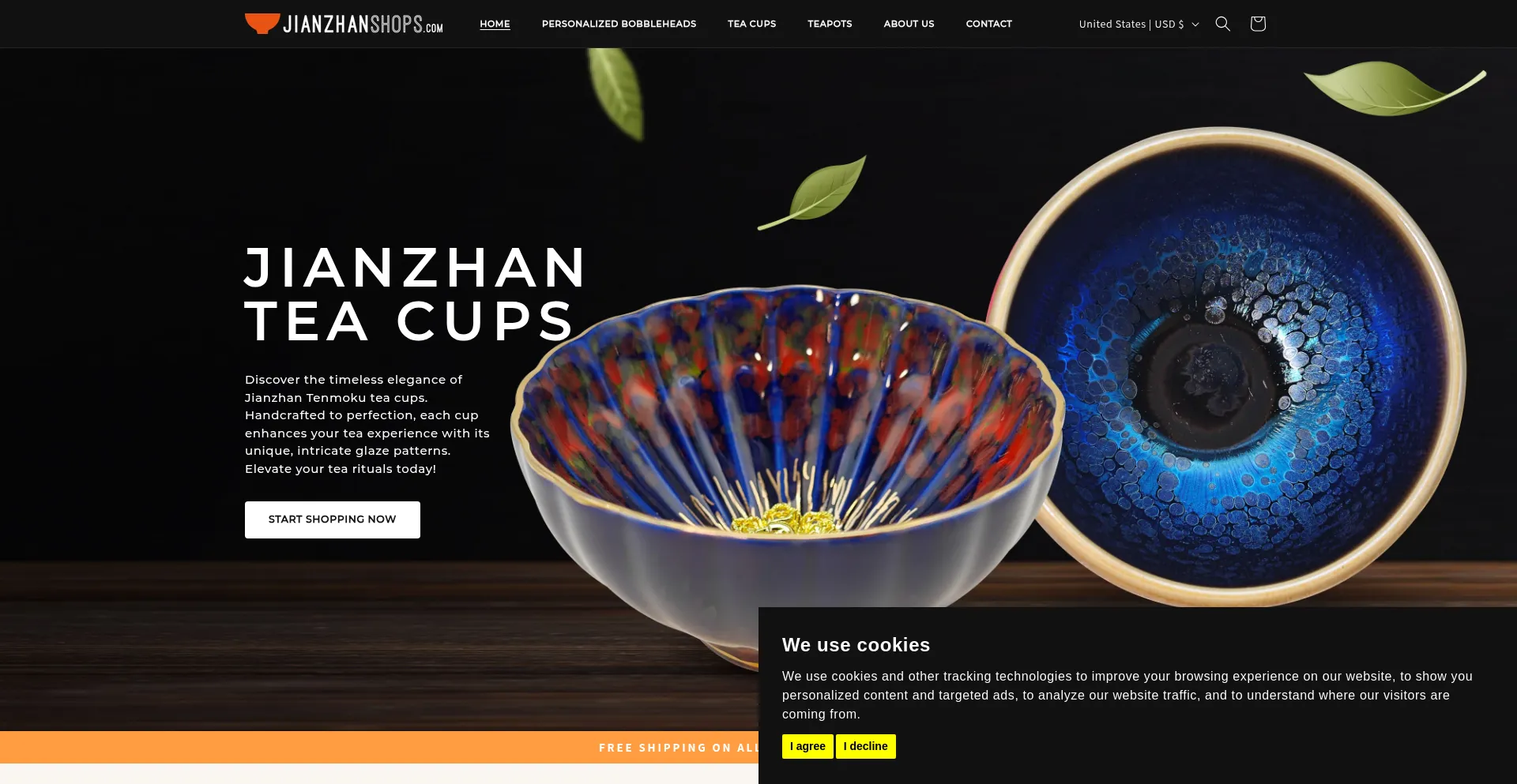Website screenshot of Jianzhanshops.com
