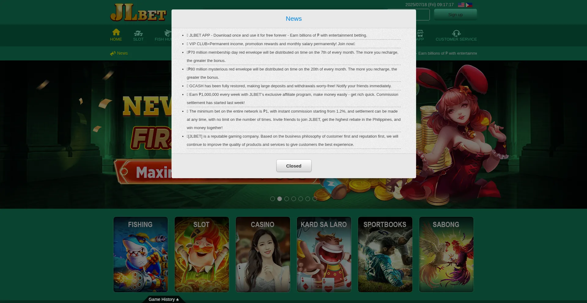 Website screenshot of Jili678.com
