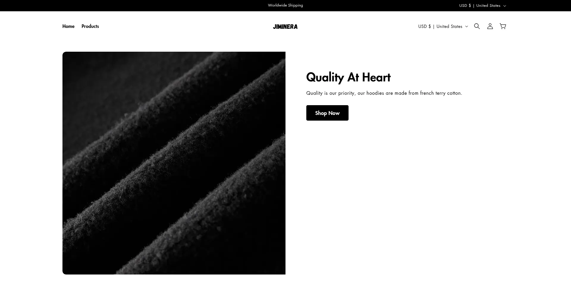 Website screenshot of Jimineraclothes.com