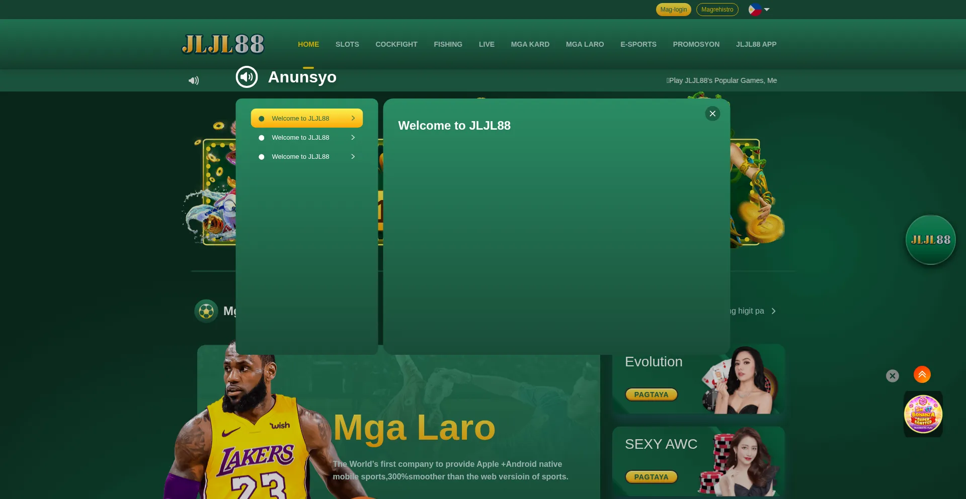 Website screenshot of Jljl88.live