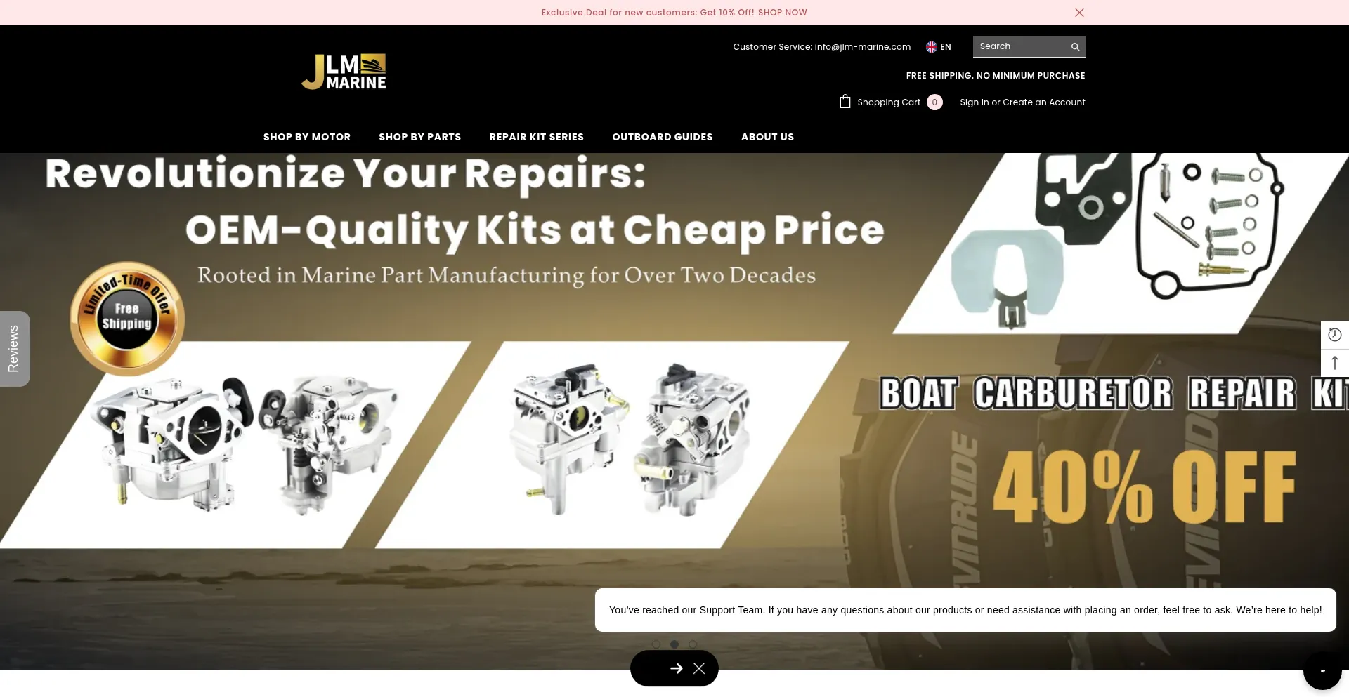 Website screenshot of Jlmmarine.com