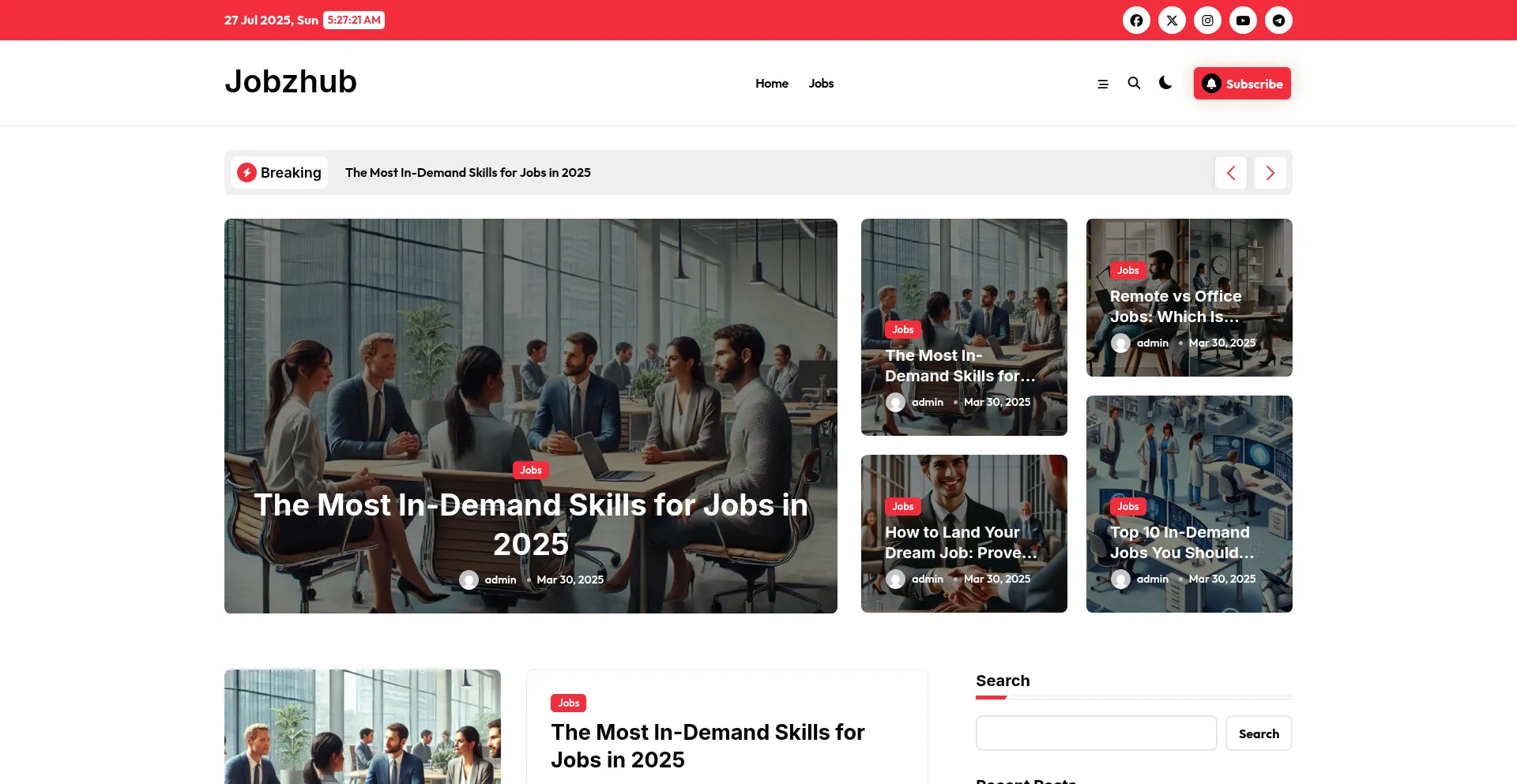Website screenshot of Jobzhub.store