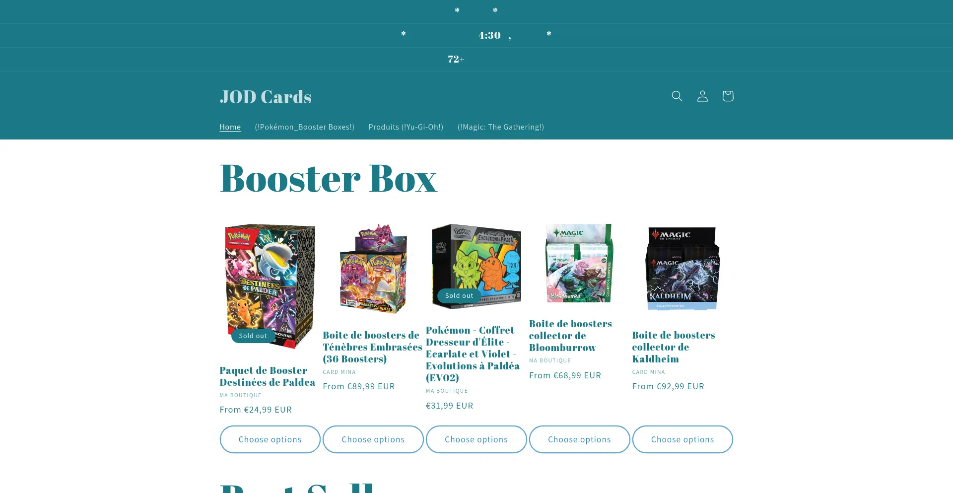 Website screenshot of Jodcards.shop