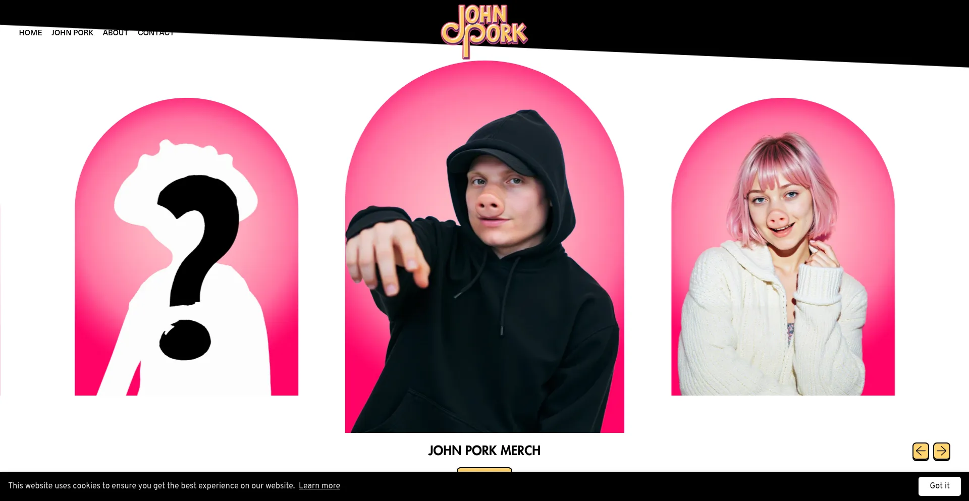Website screenshot of Johnpork.com