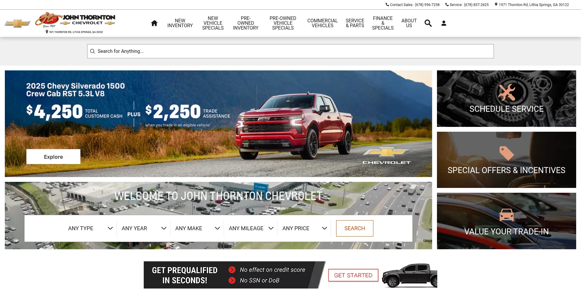Website screenshot of Johnthornton.com