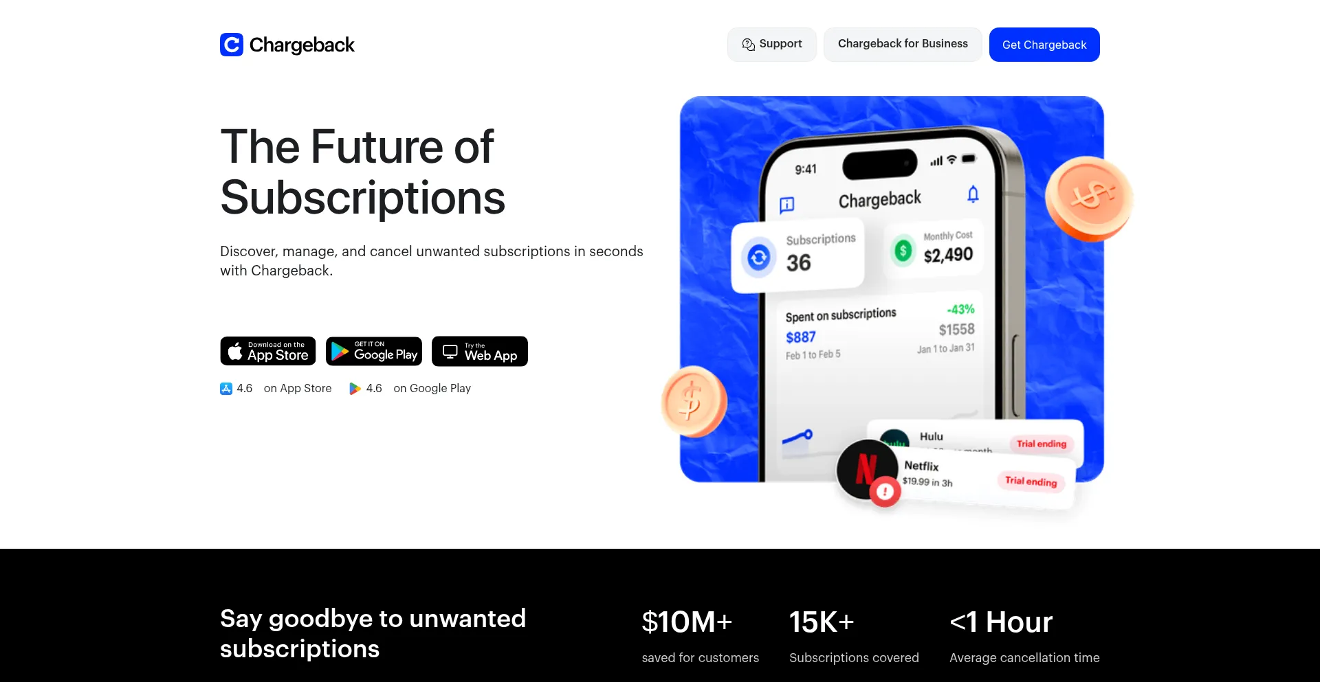 Website screenshot of Joinchargeback.com