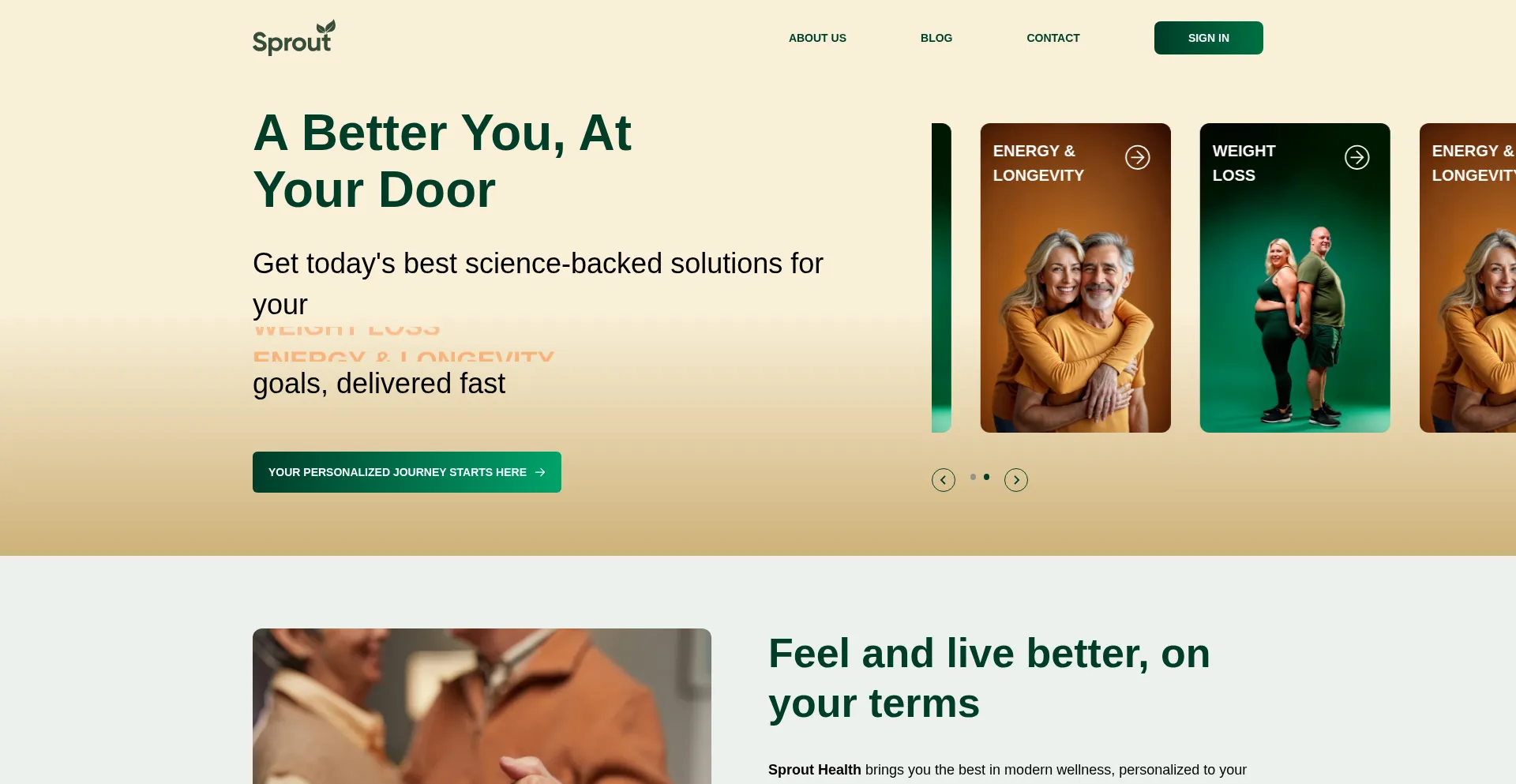 Website screenshot of Joinsprouthealth.com