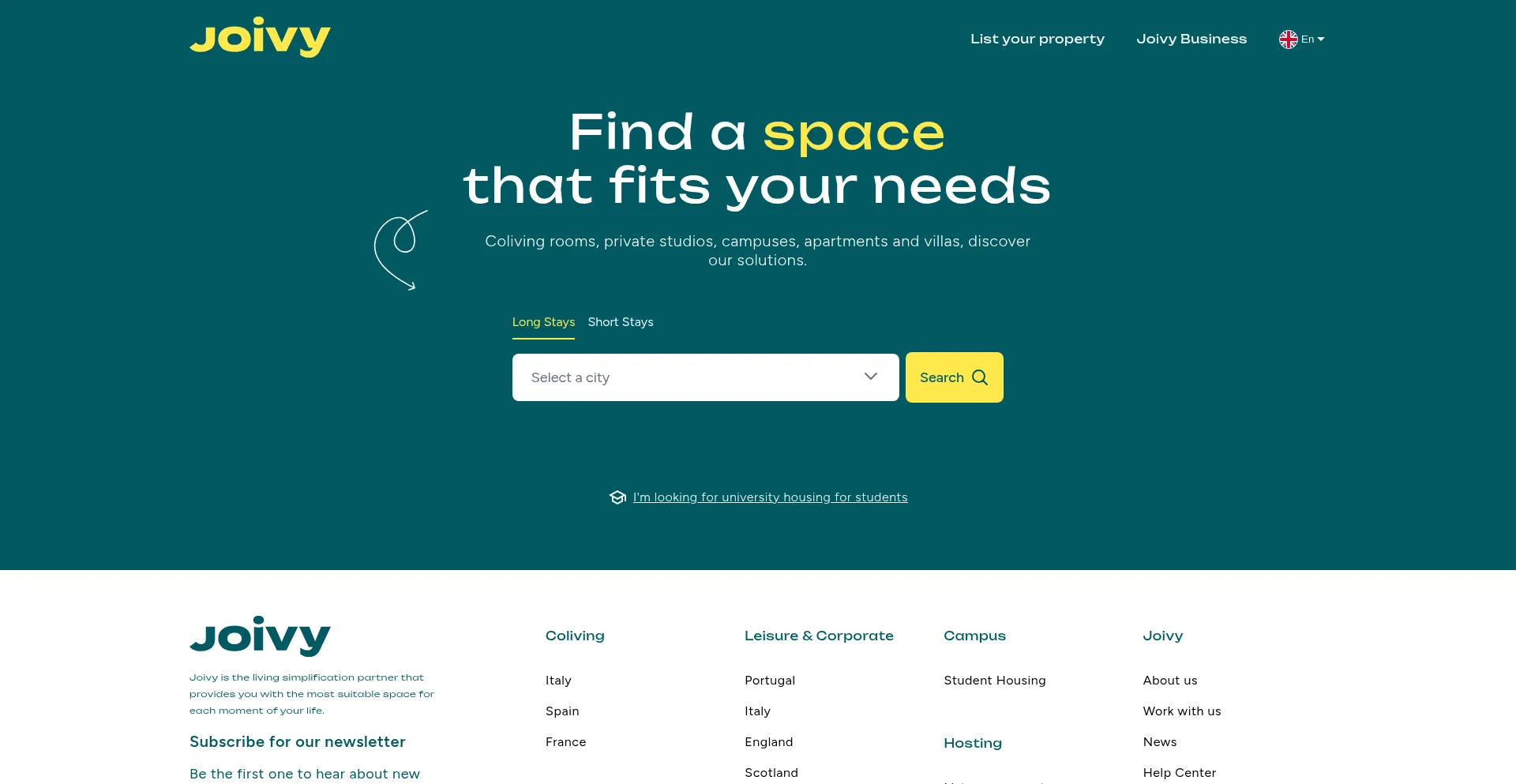 Website screenshot of Joivy.com