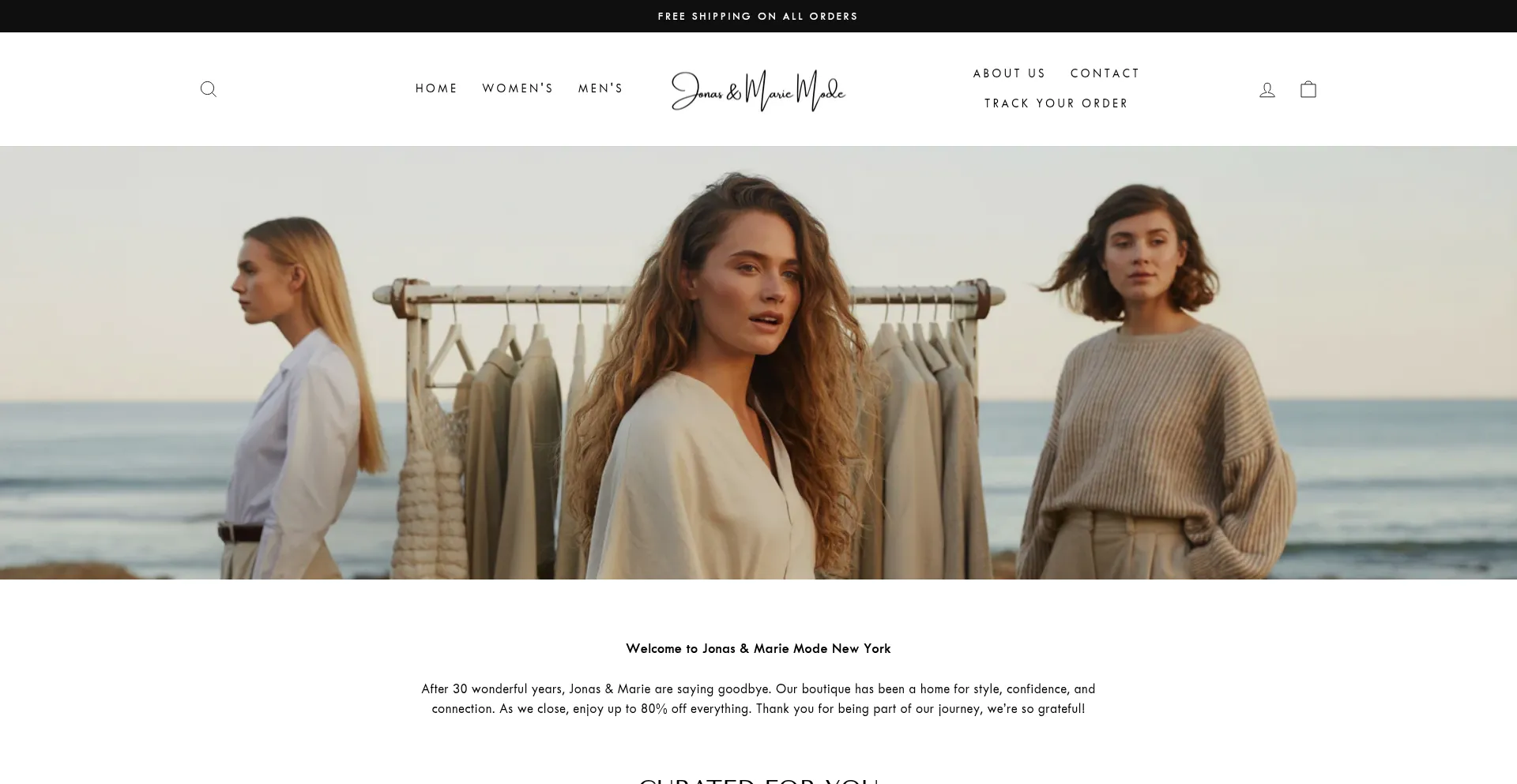 Website screenshot of Jonasmariemode.com