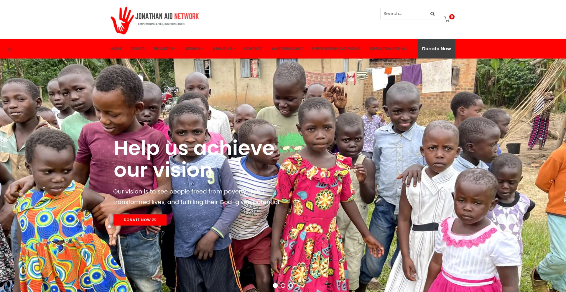 Website screenshot of Jonathanaidnetwork.org