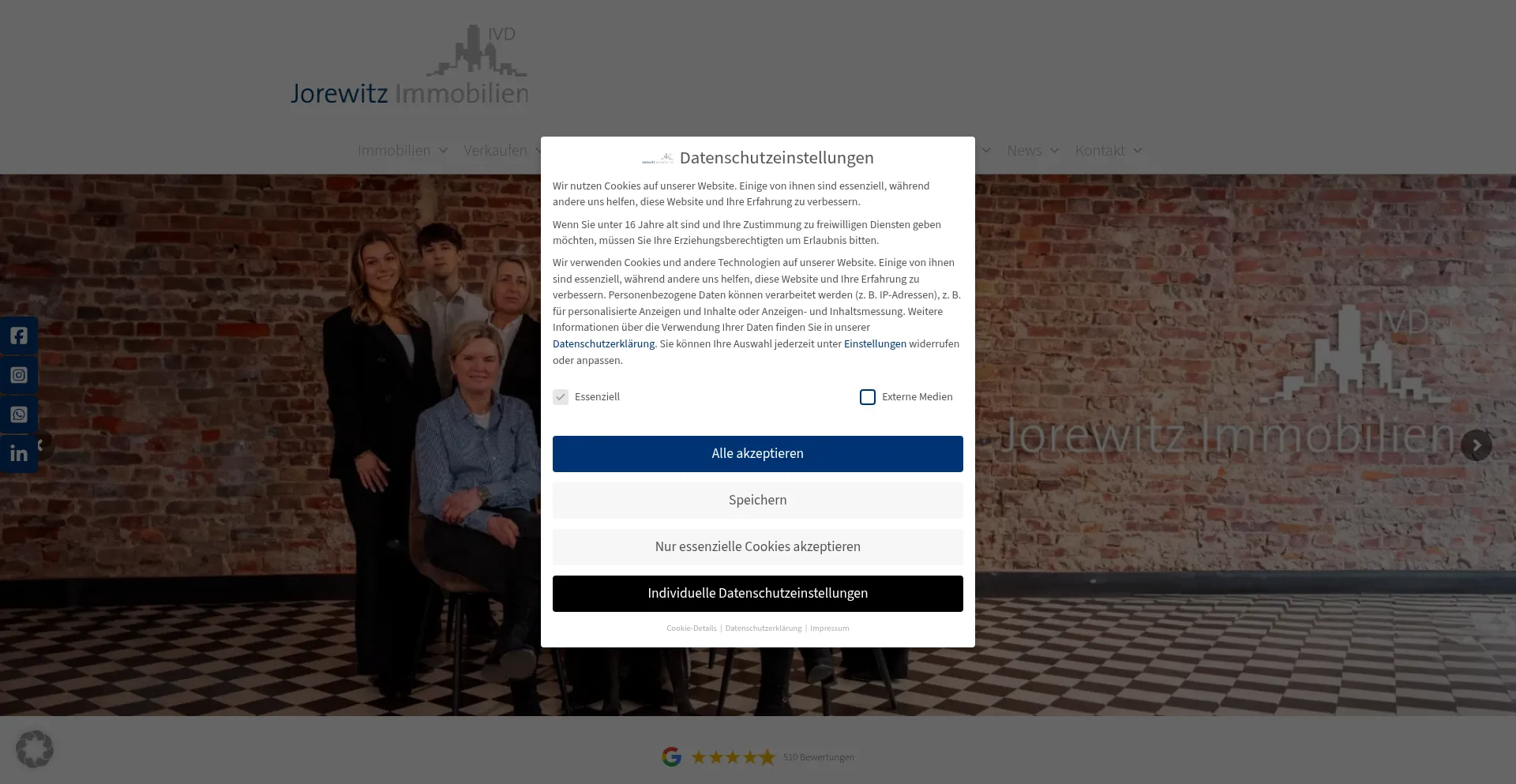 Website screenshot of Jorewitz-immobilien.de