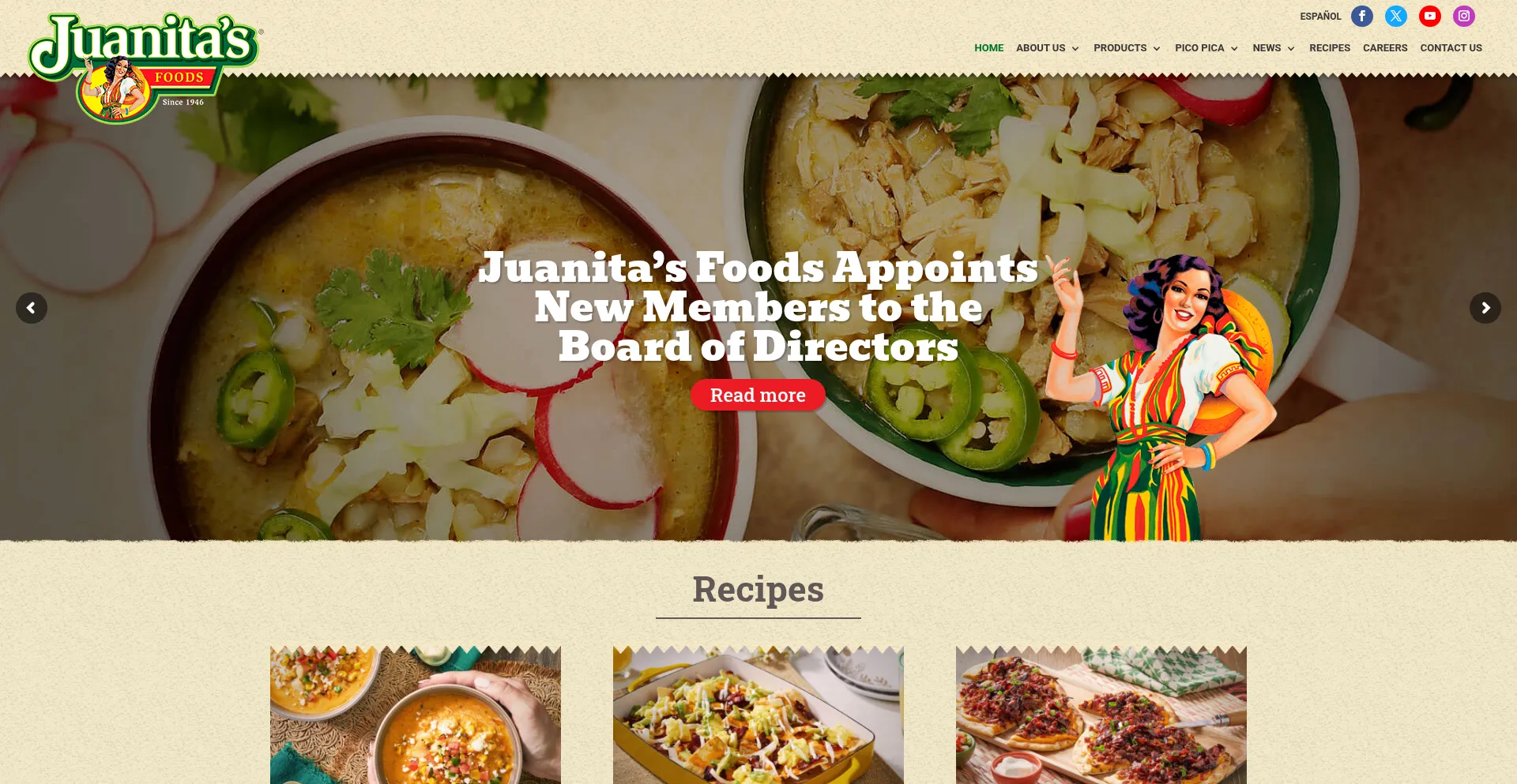 Website screenshot of Juanitas.com
