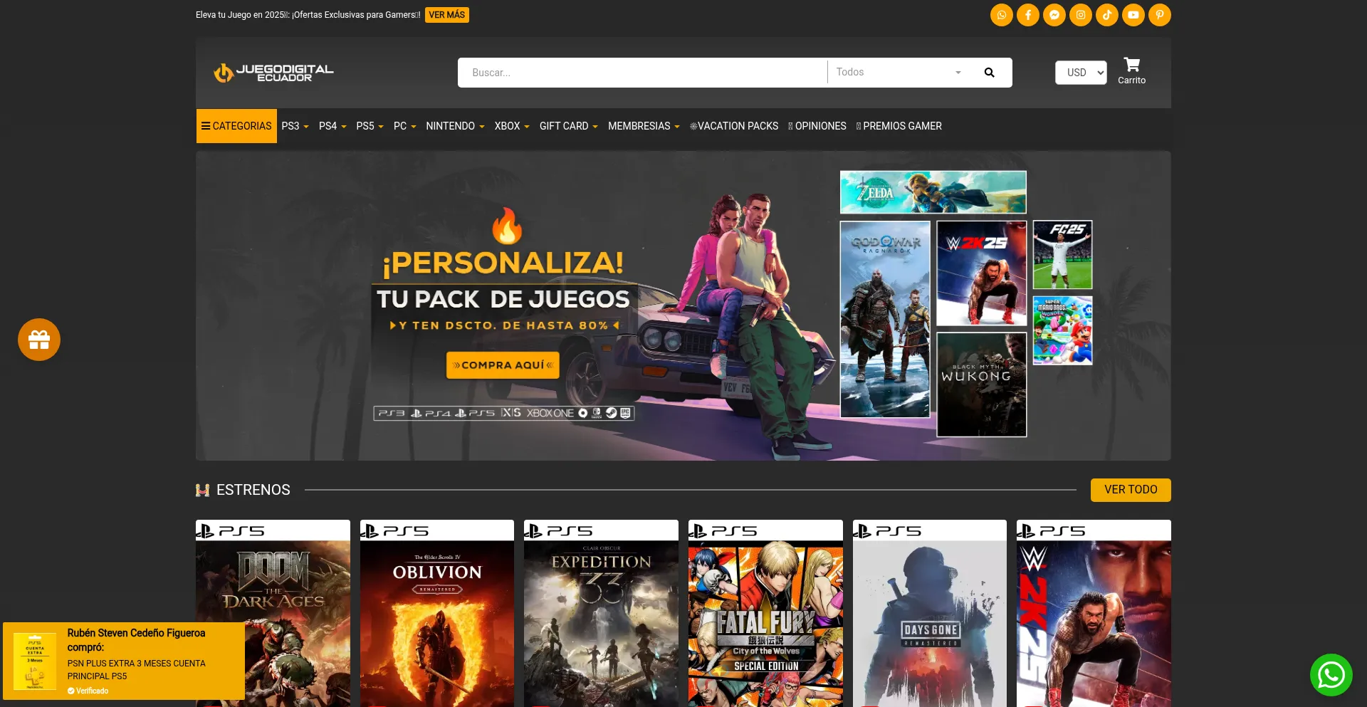 Website screenshot of Juegodigitalecuador.com