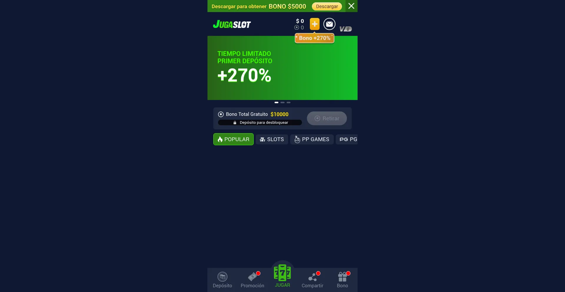 Website screenshot of Jugaslot.com