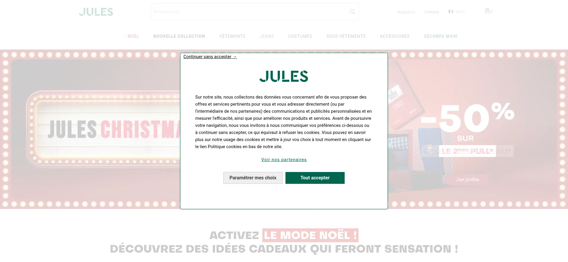 Website screenshot of Jules.com