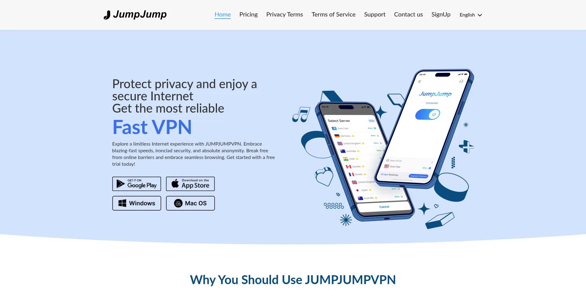 Website screenshot of Jumpjump.io