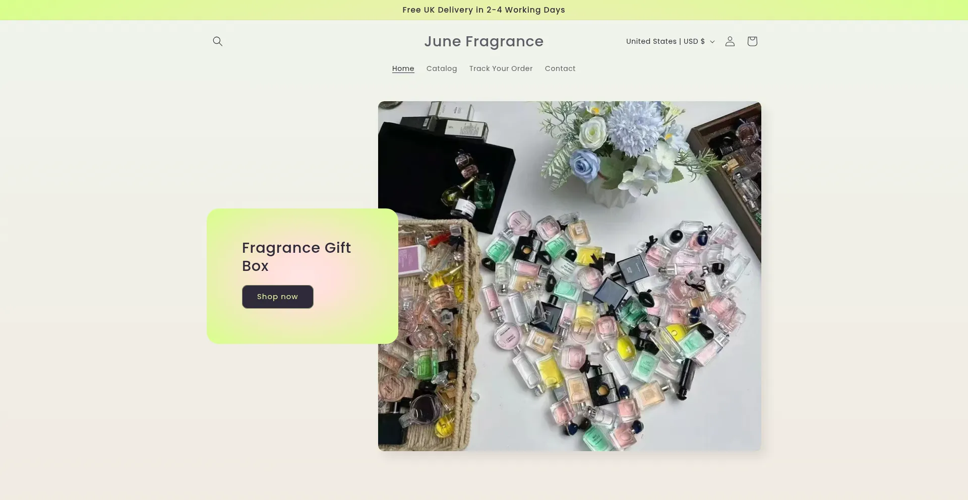 Website screenshot of Junefragrance.com