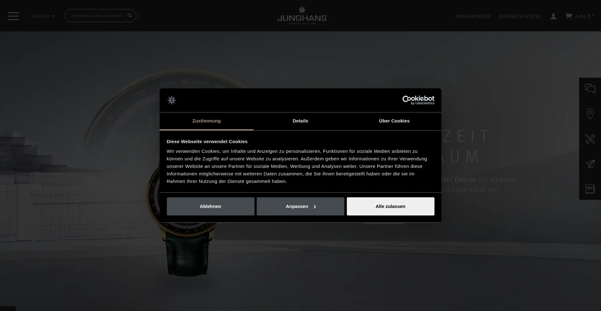 Website screenshot of Junghans.de