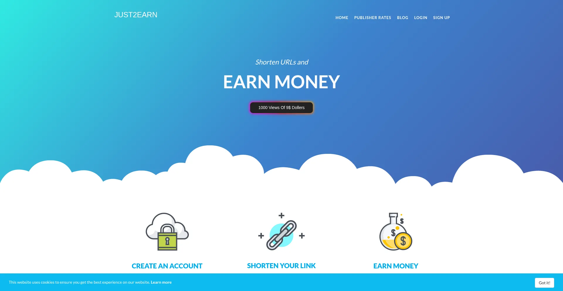 Website screenshot of Just2earn.com