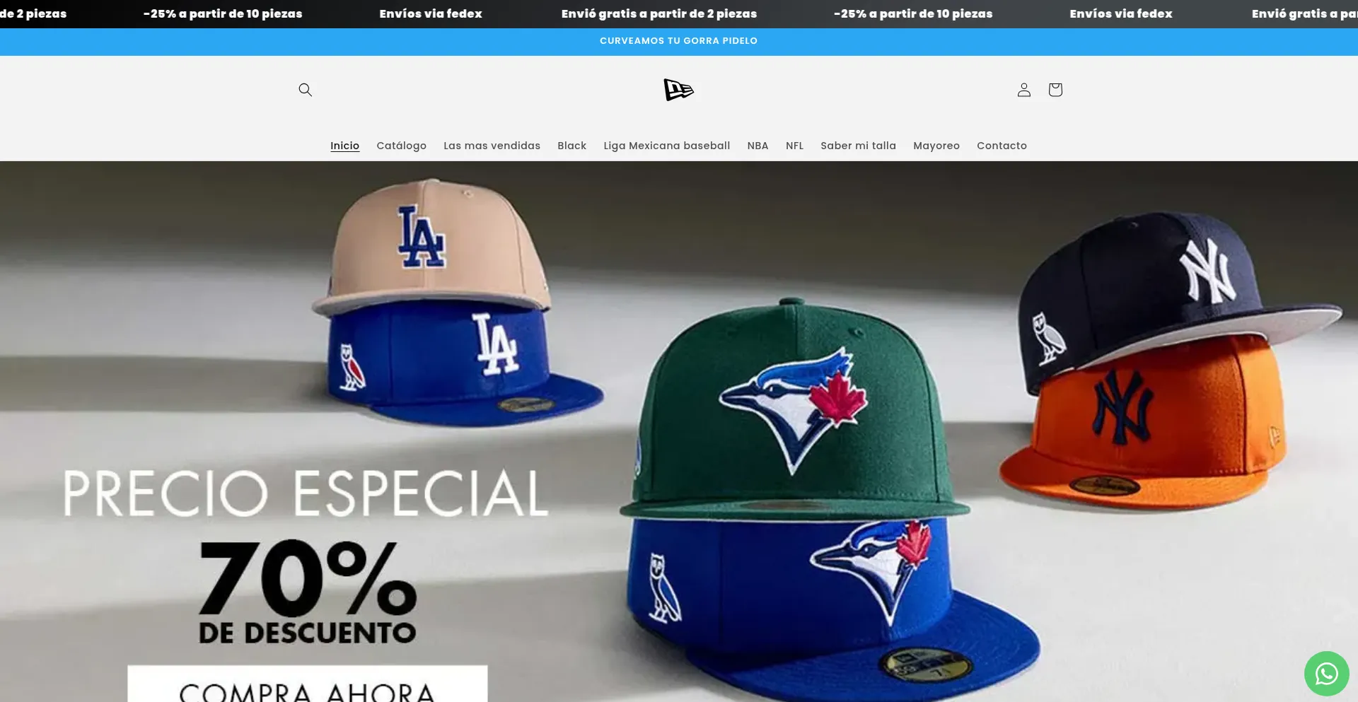 Website screenshot of Justincaps.shop