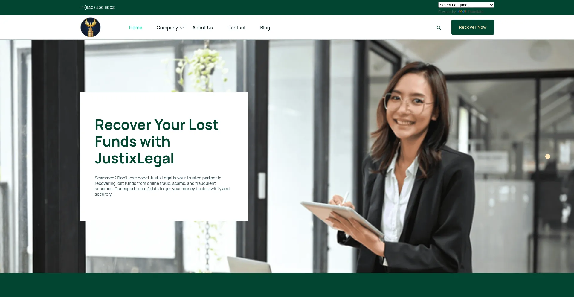 Website screenshot of Justixlegal.com
