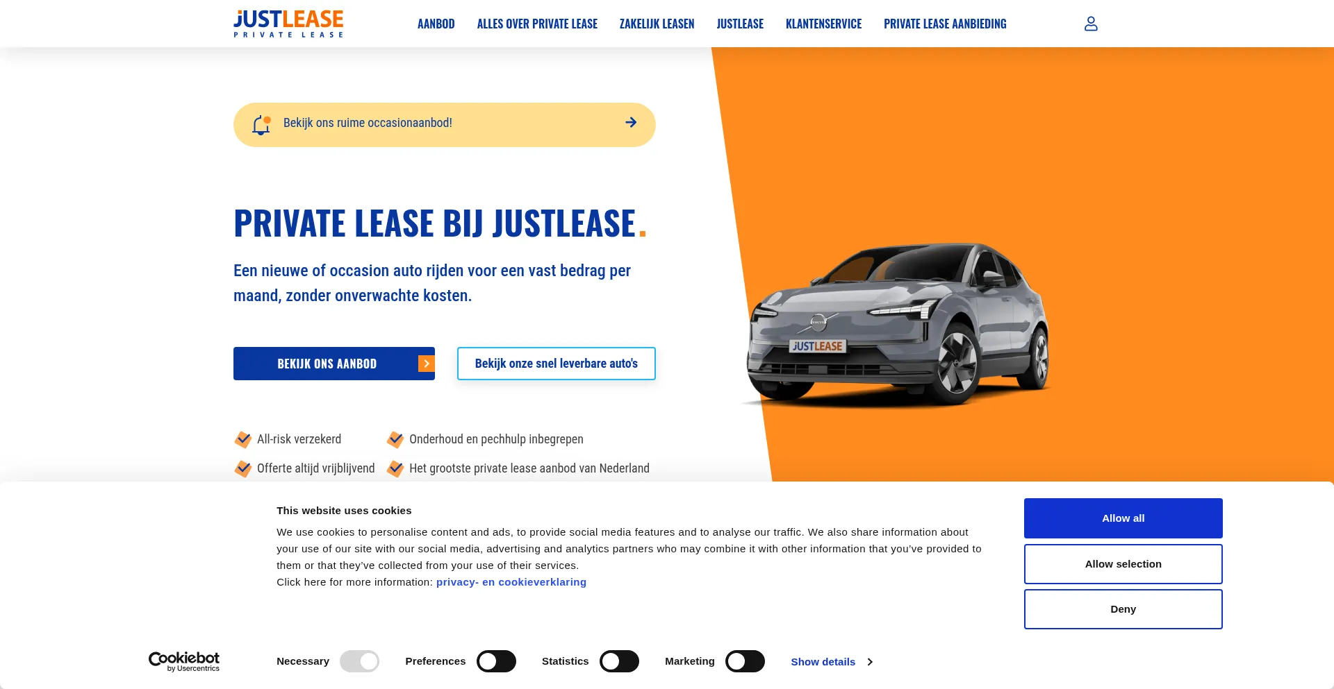 Justlease.nl Screenshot