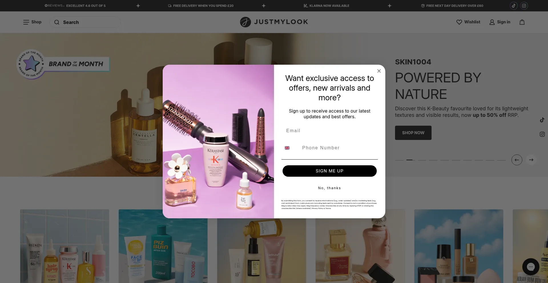 Website screenshot of Justmylook.com
