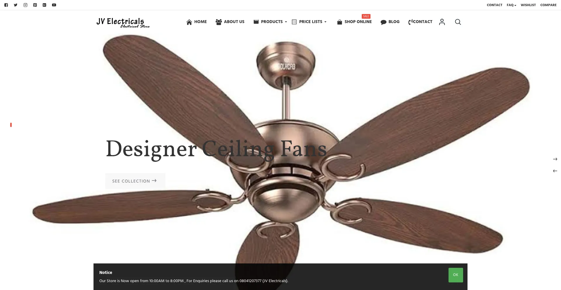 Website screenshot of Jvelectric.co.in