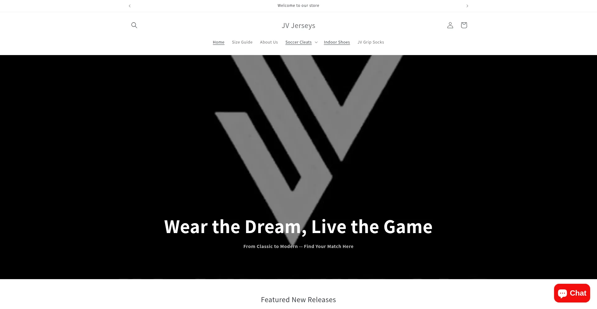 Website screenshot of Jvjerseys.com