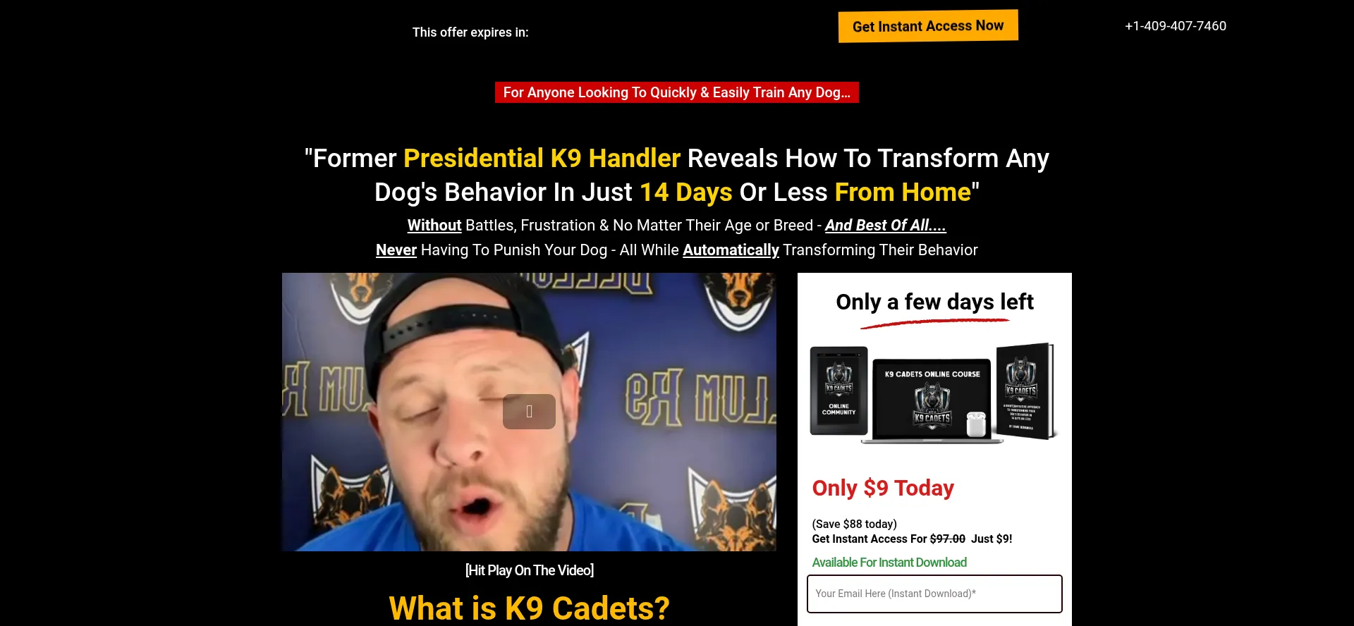 Website screenshot of K9cadets.com