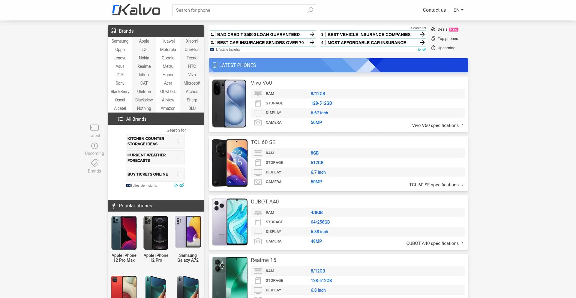 Website screenshot of Kalvo.com
