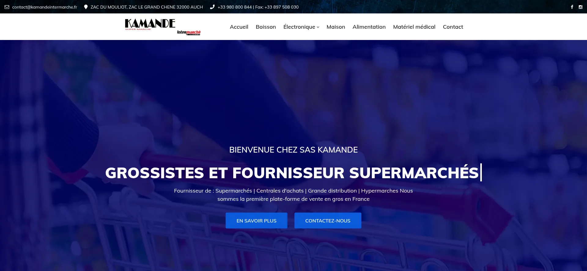 Website screenshot of Kamandeintermarche.fr