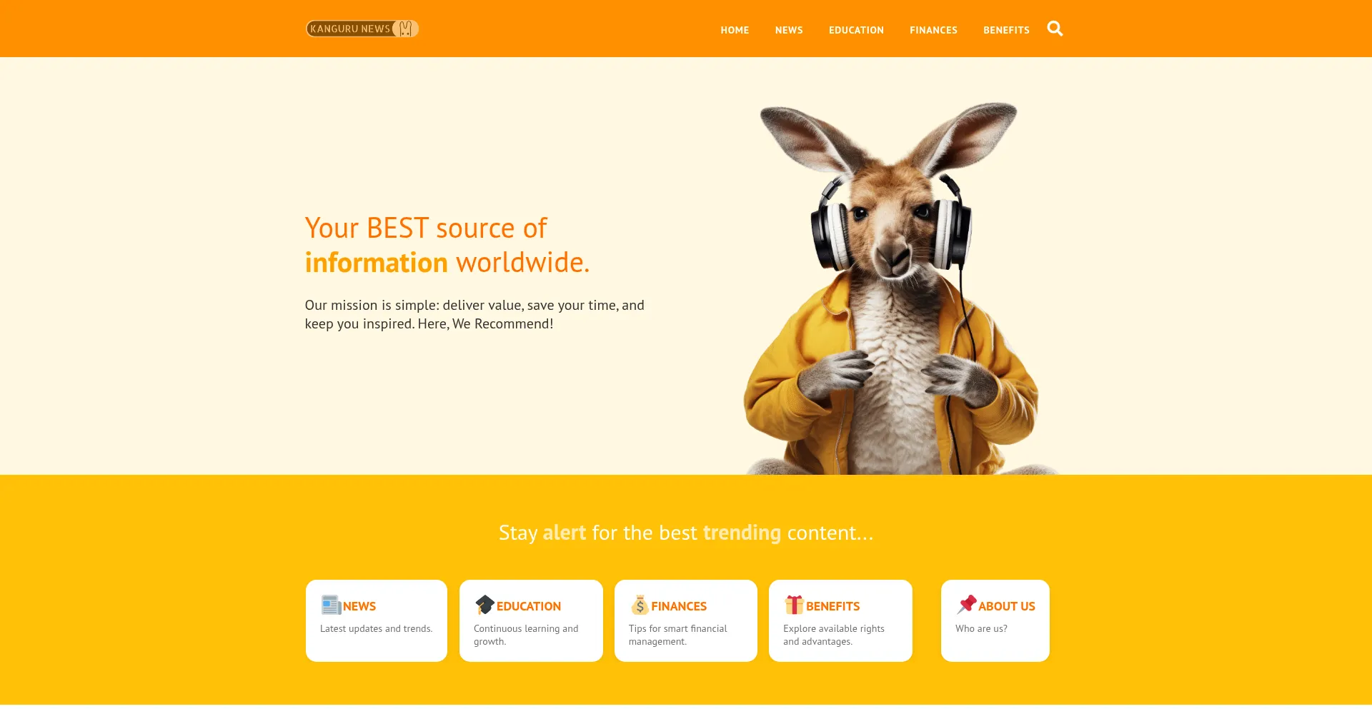 Website screenshot of Kangurunews.com