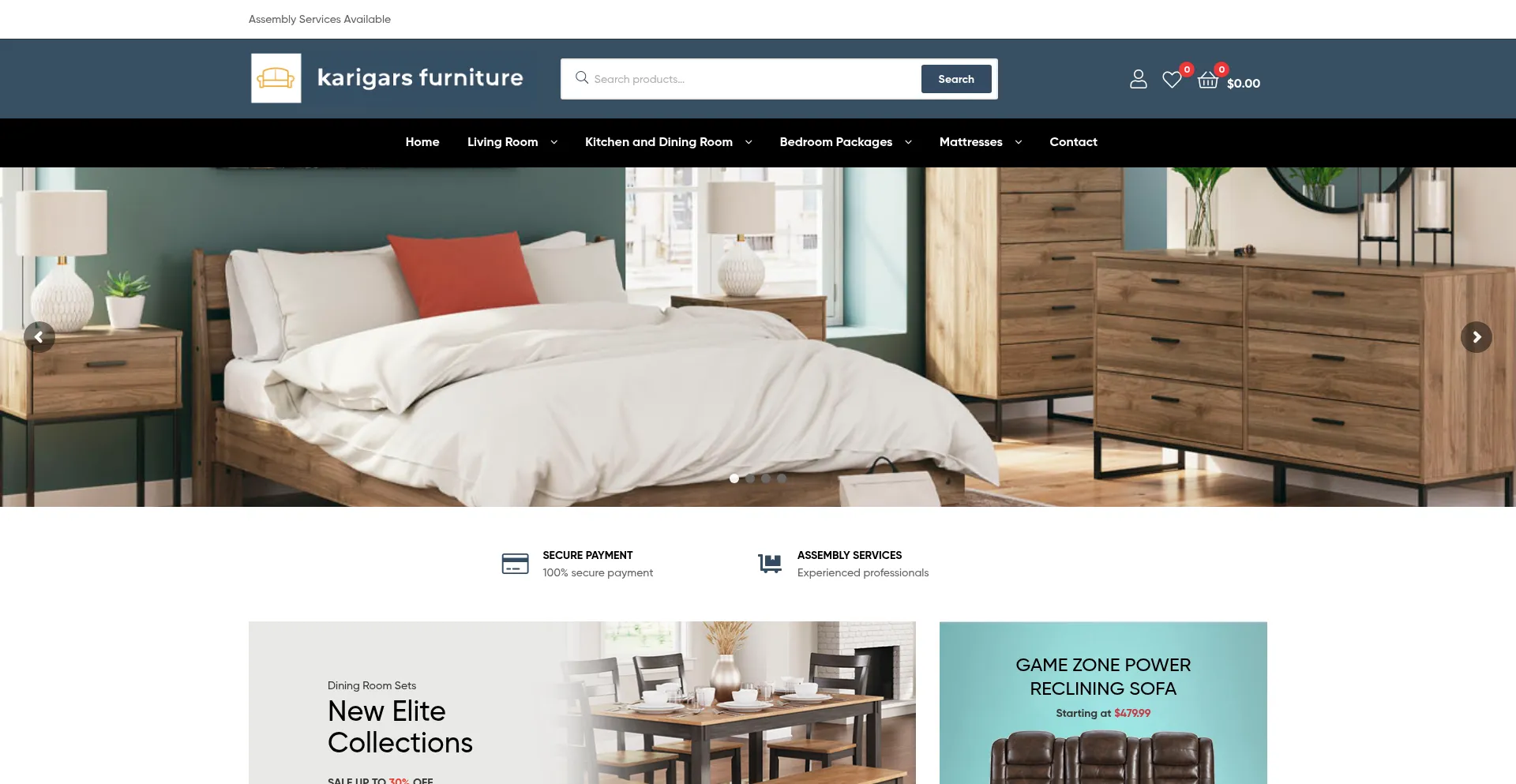 Website screenshot of Karigarsfurniture.com