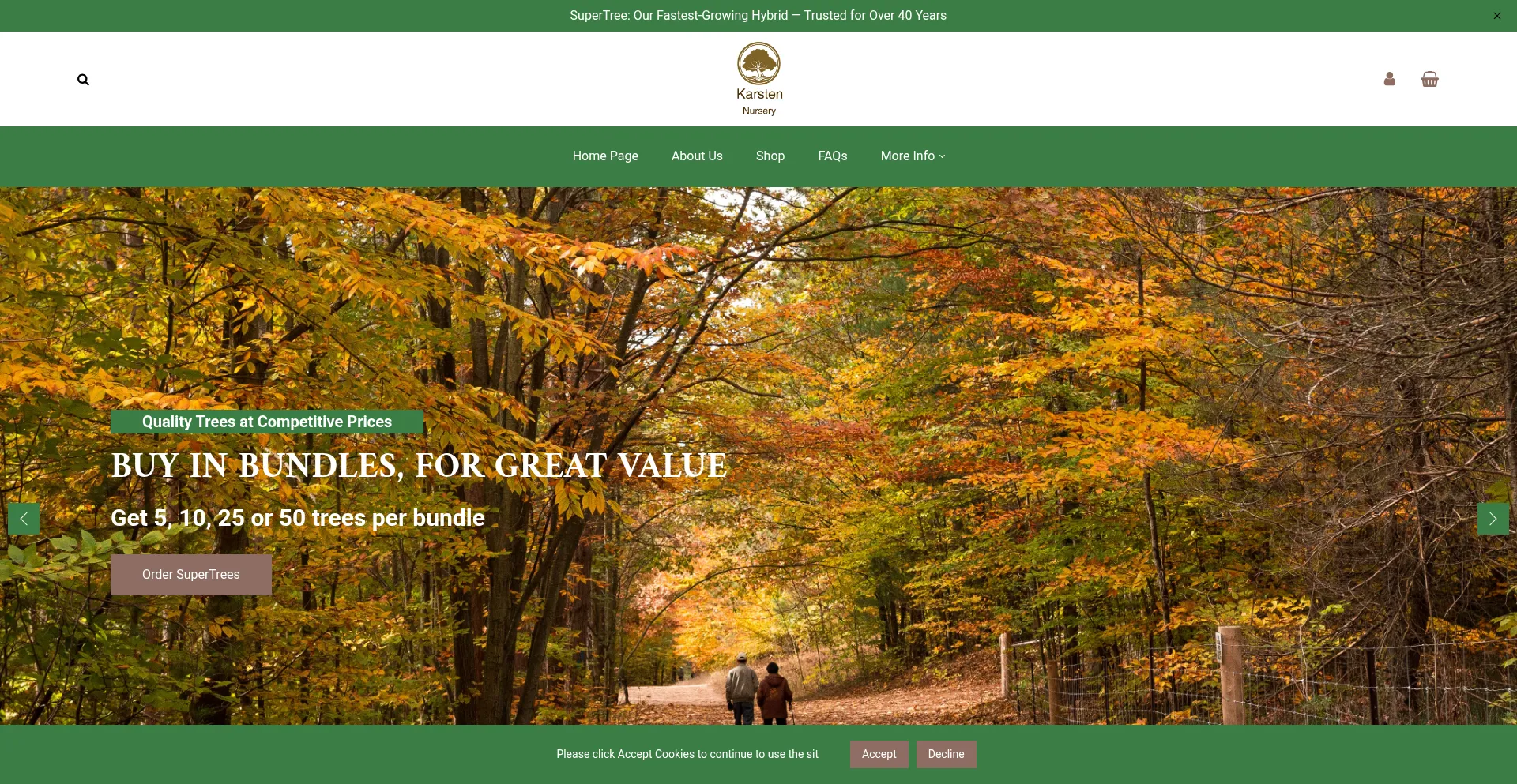 Website screenshot of Karstennursery.com