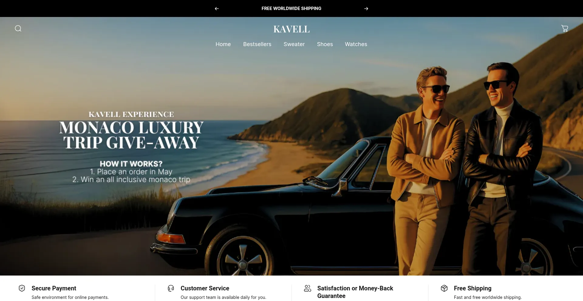 Website screenshot of Kavellshop.com
