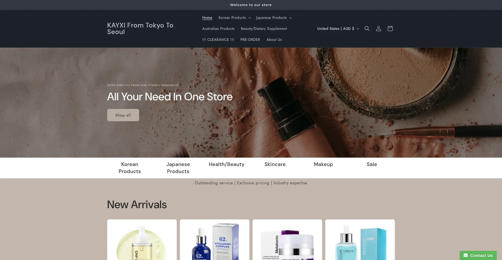 Website screenshot of Kayxi.com.au