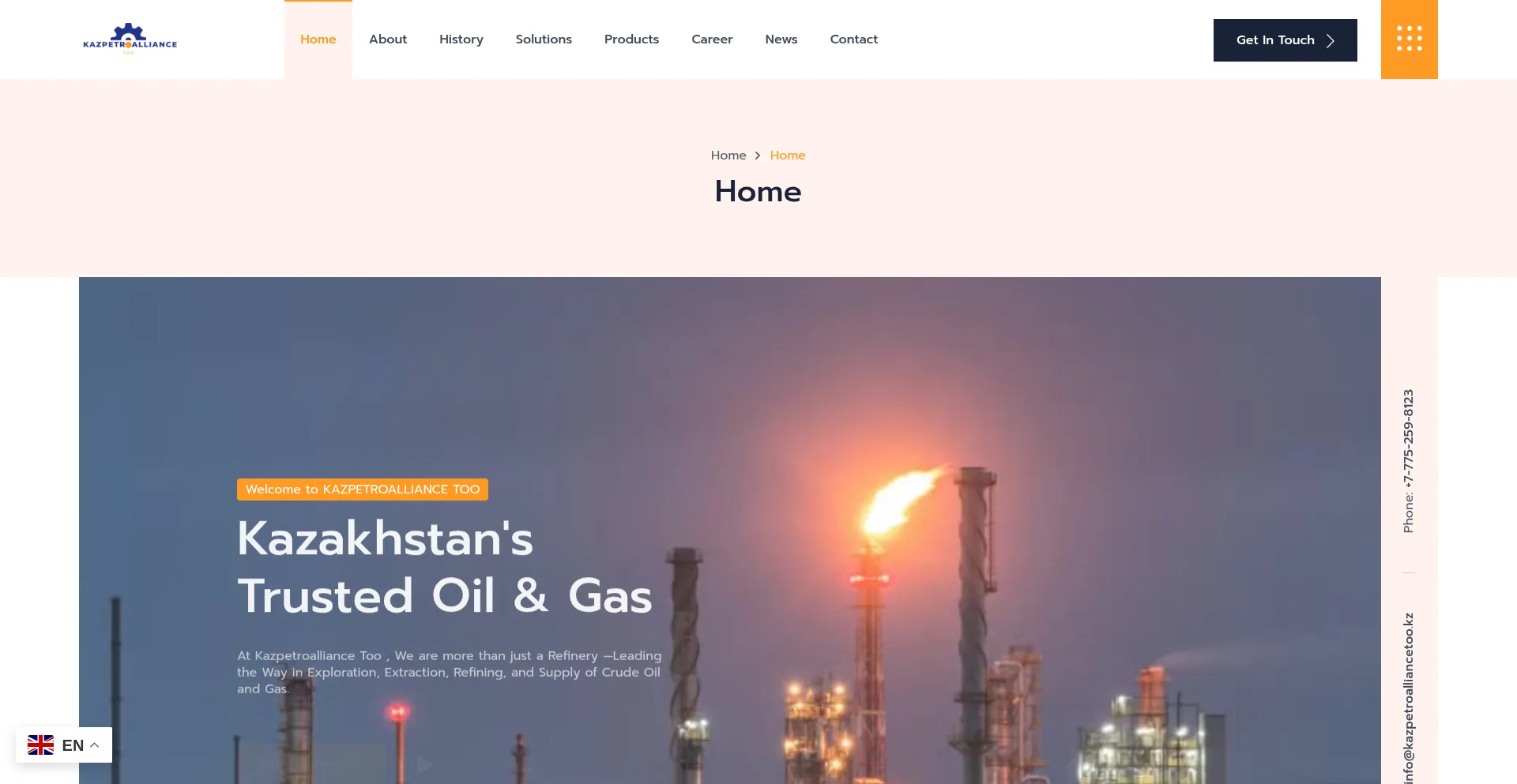 Website screenshot of Kazpetroalliancetoo.kz