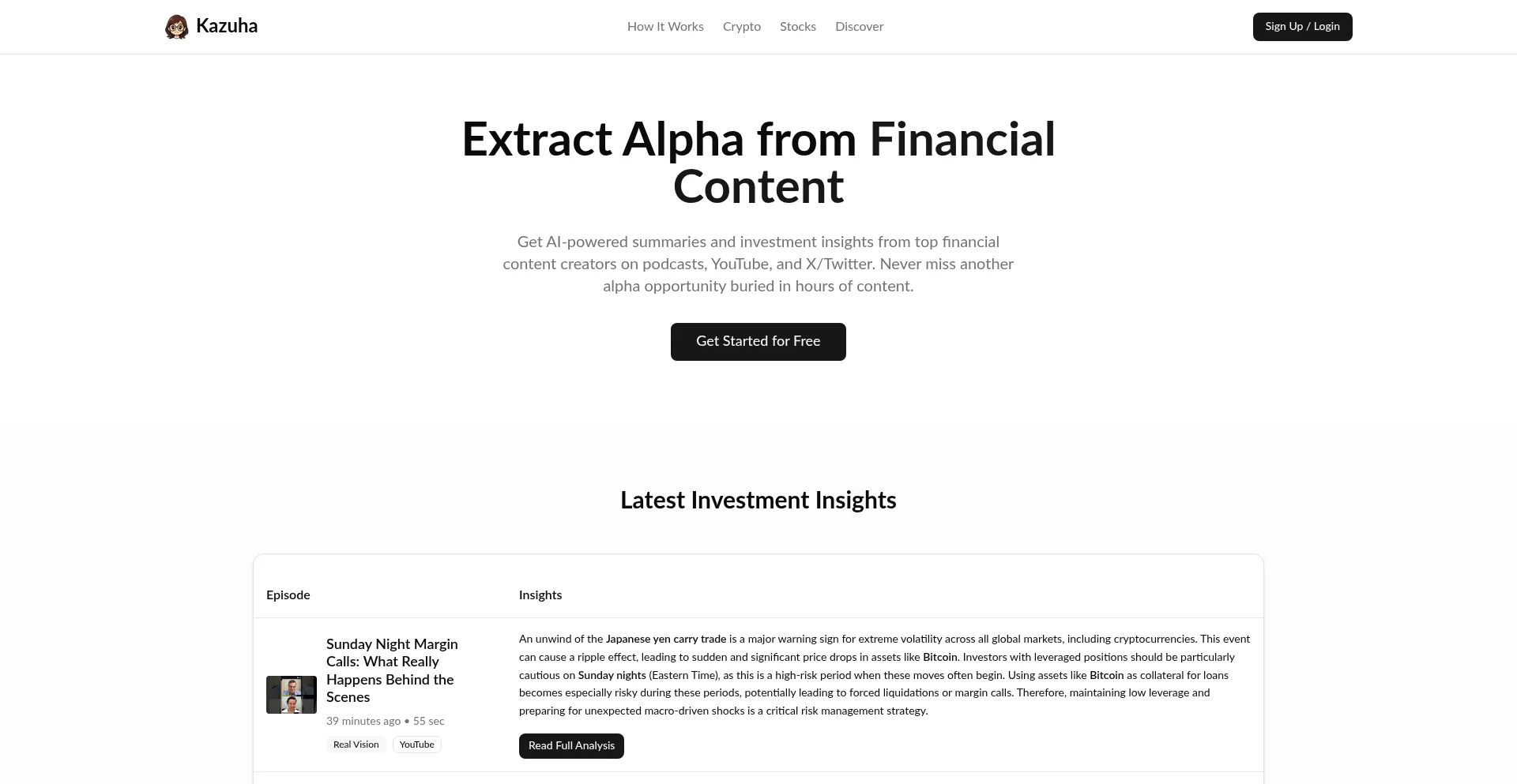 Website screenshot of Kazuha.ai