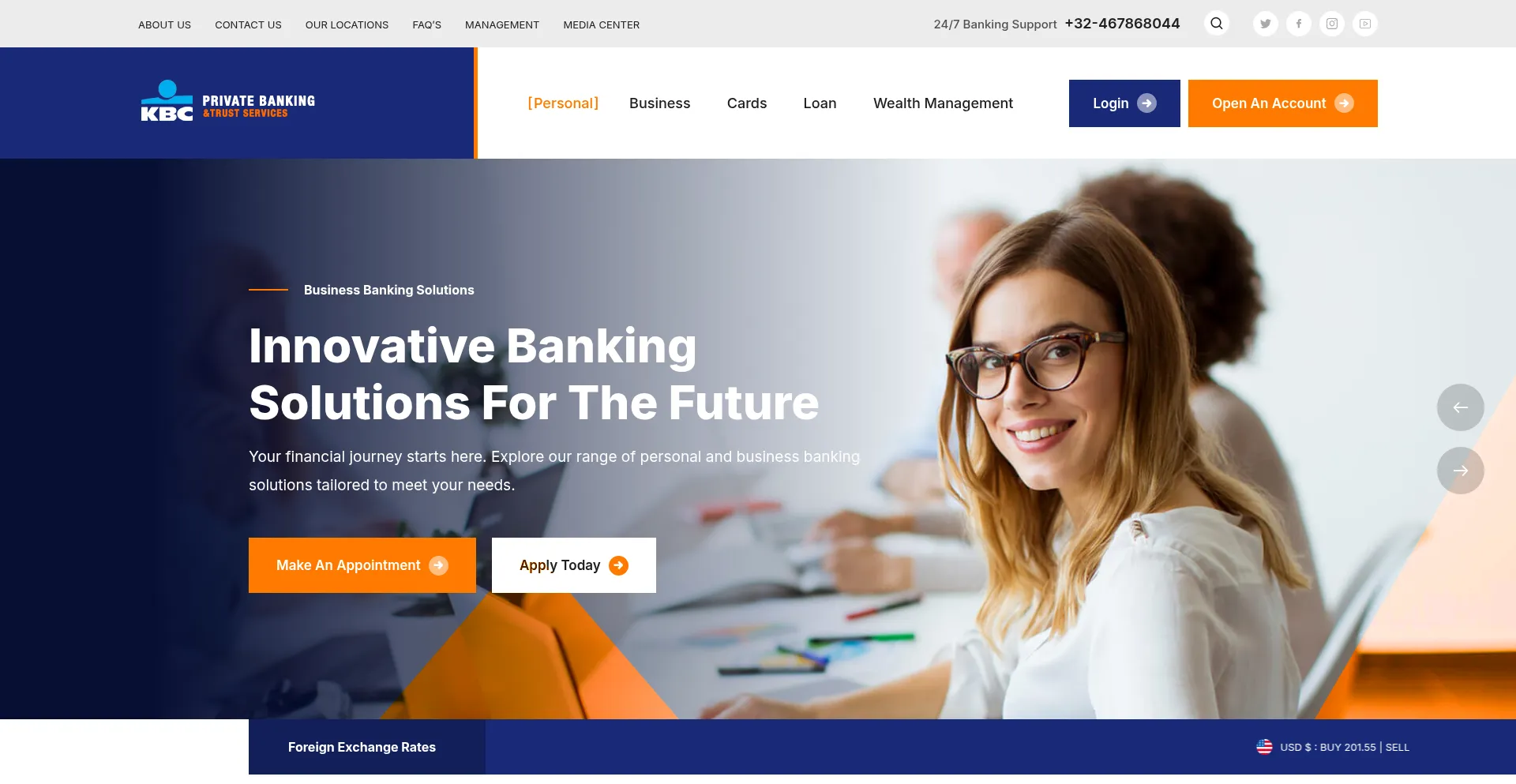 Website screenshot of Kbctrustservices.com