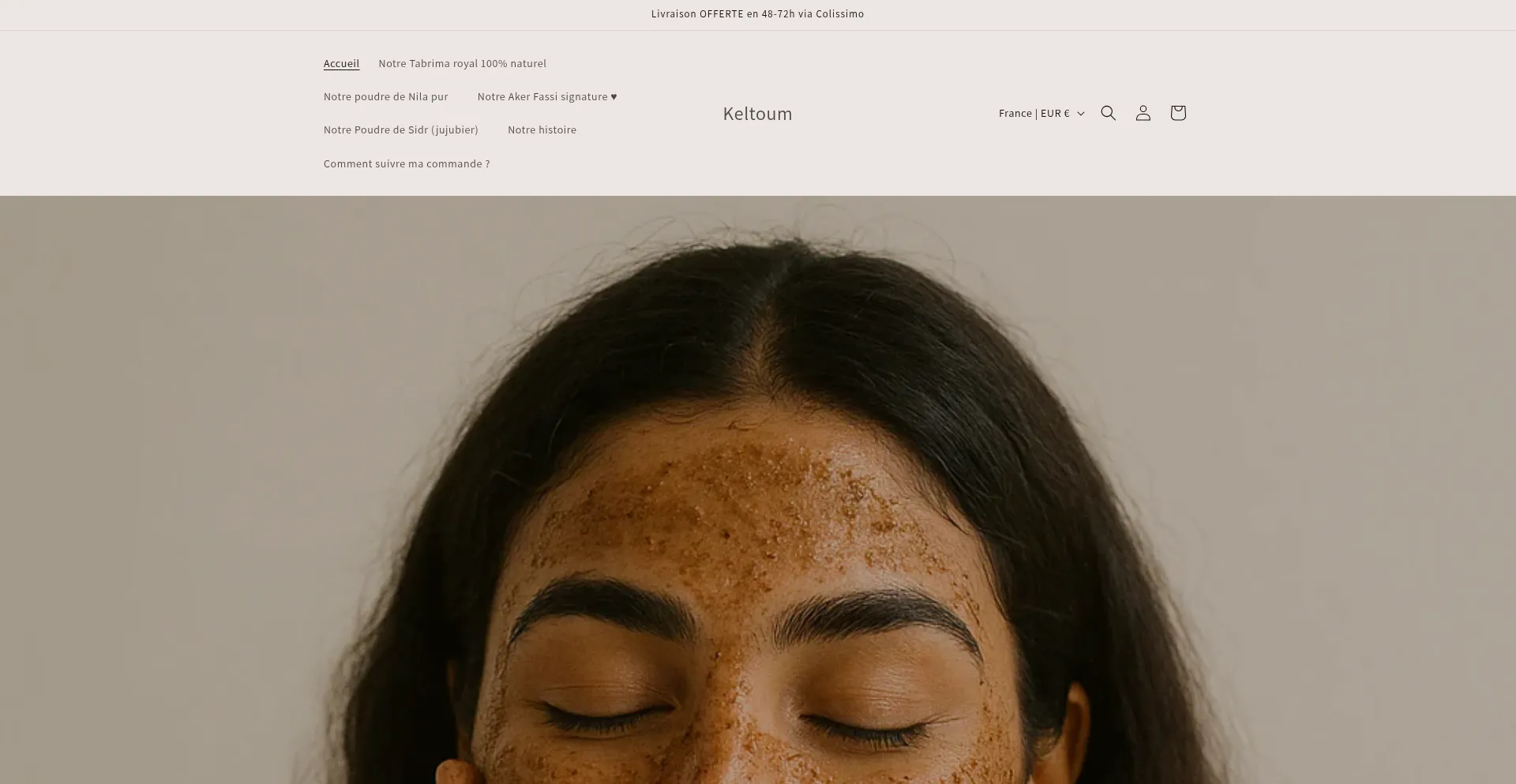 Website screenshot of Keltoum.store