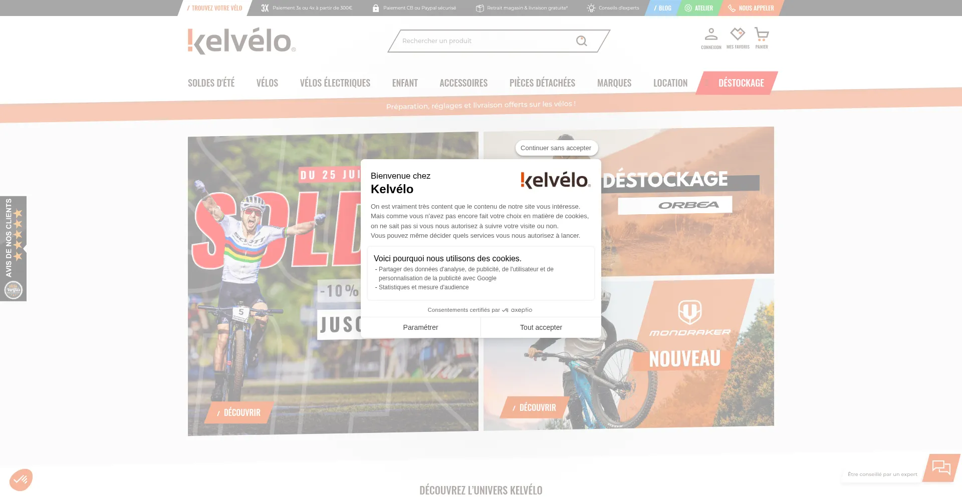 Website screenshot of Kelvelo.com