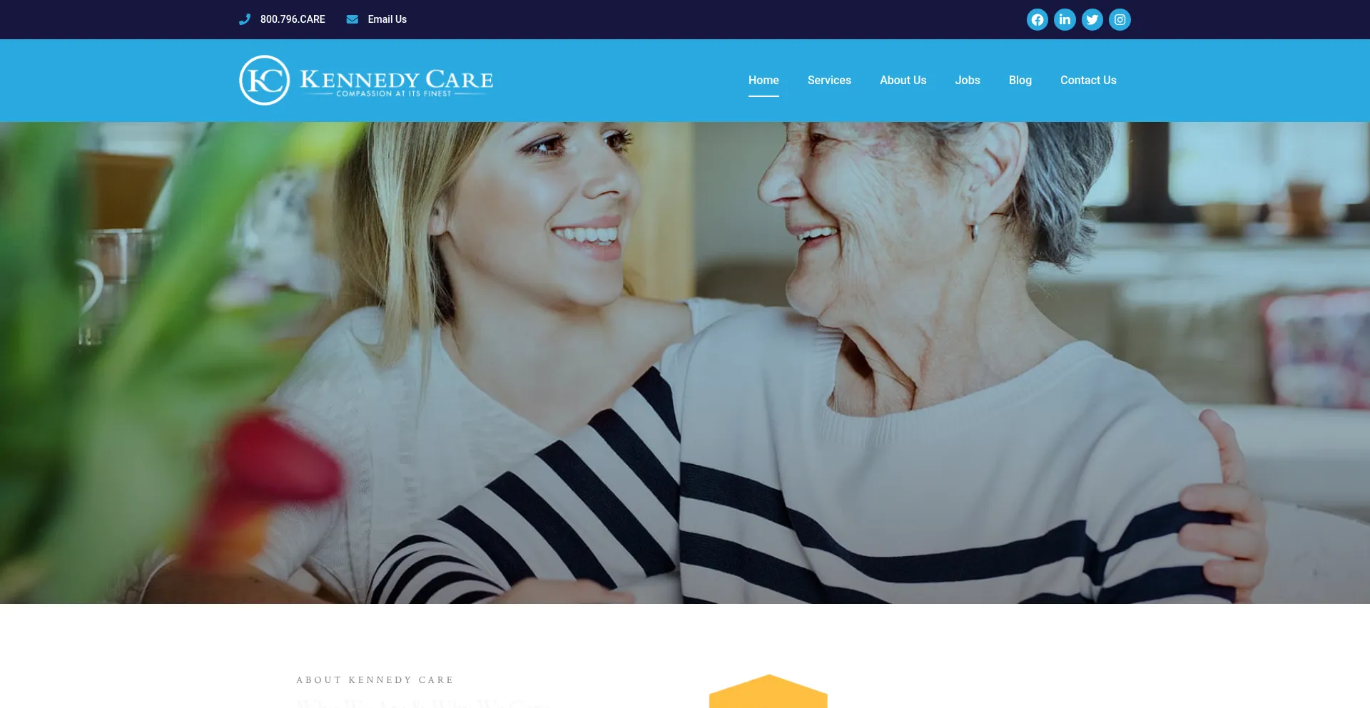 Website screenshot of Kennedycare.com