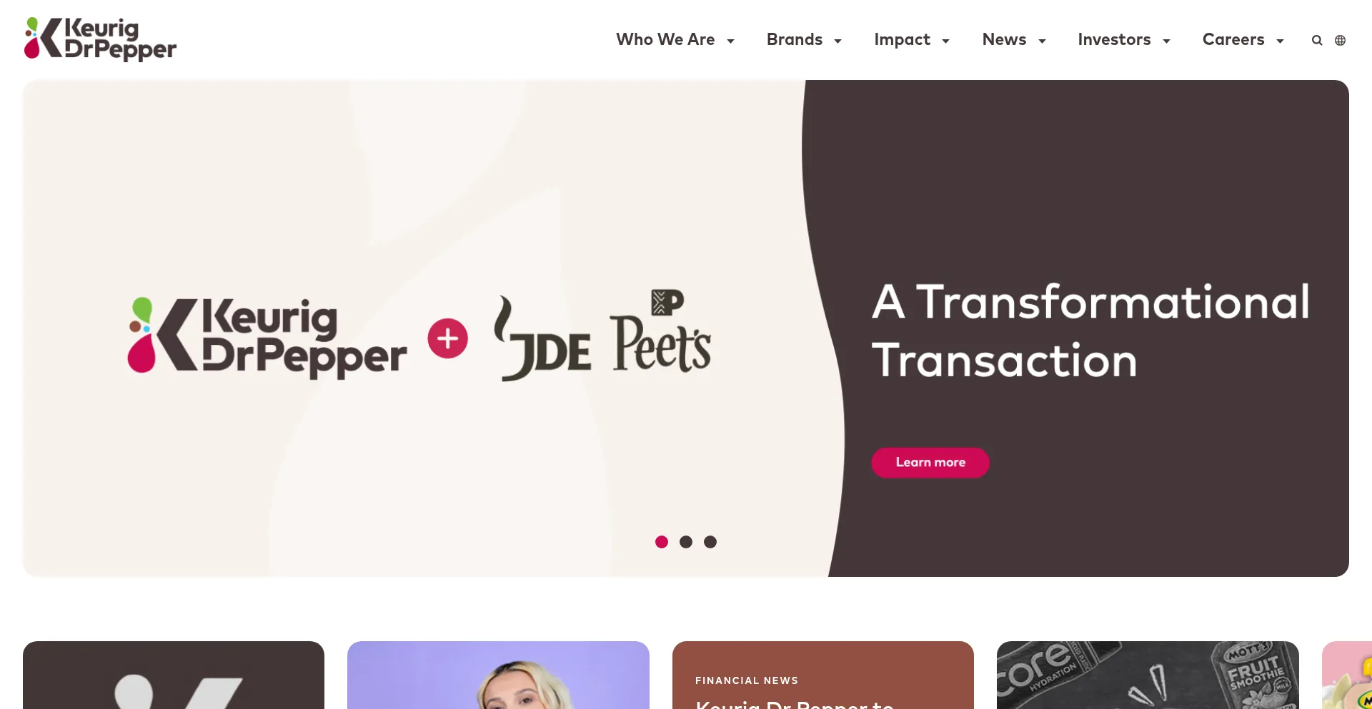 Website screenshot of Keurigdrpepper.com
