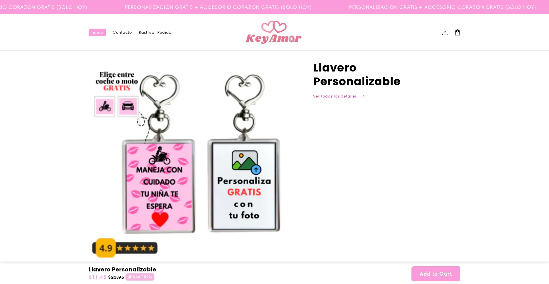 Website screenshot of Keyamor.com