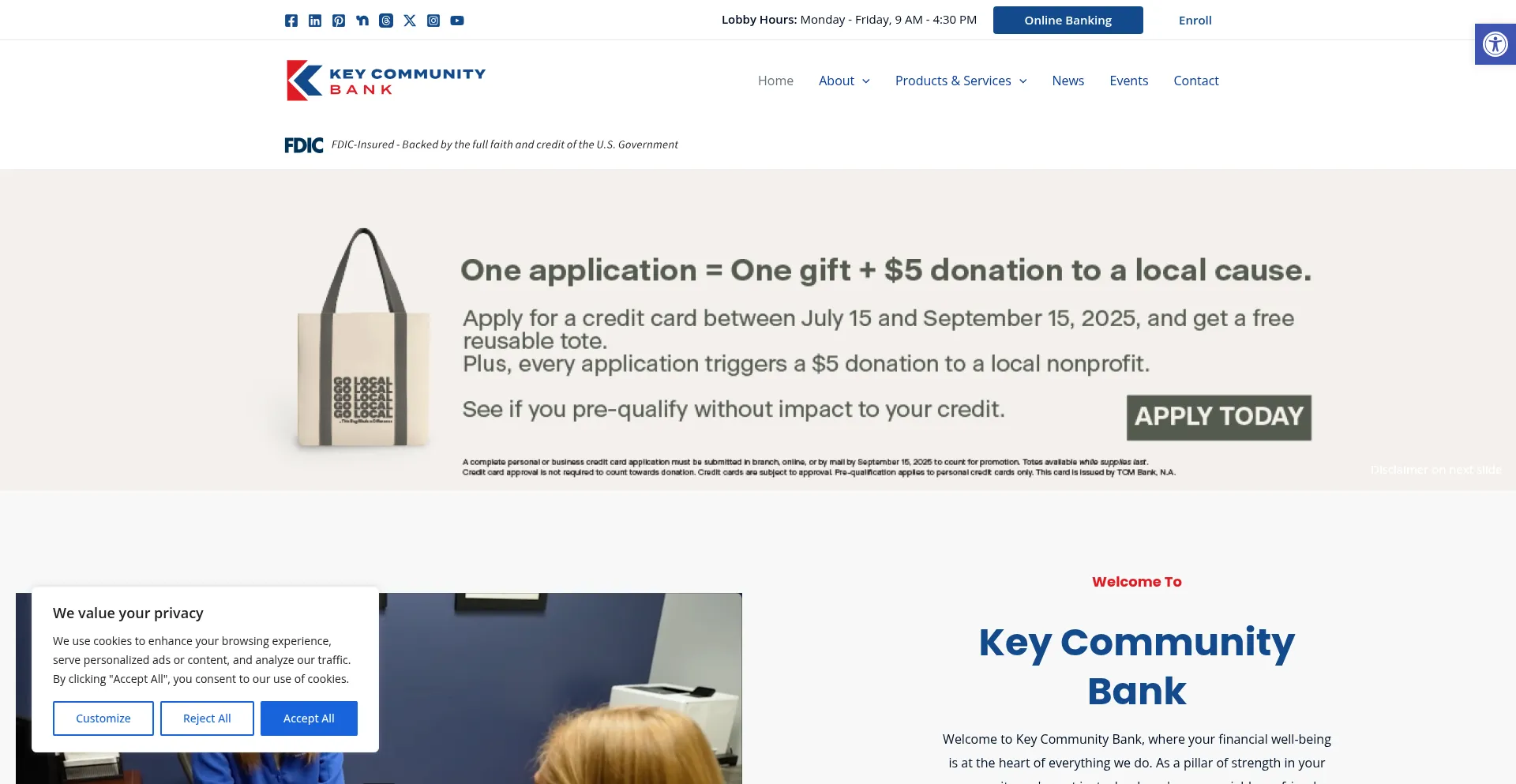 Website screenshot of Keycommunitybank.com