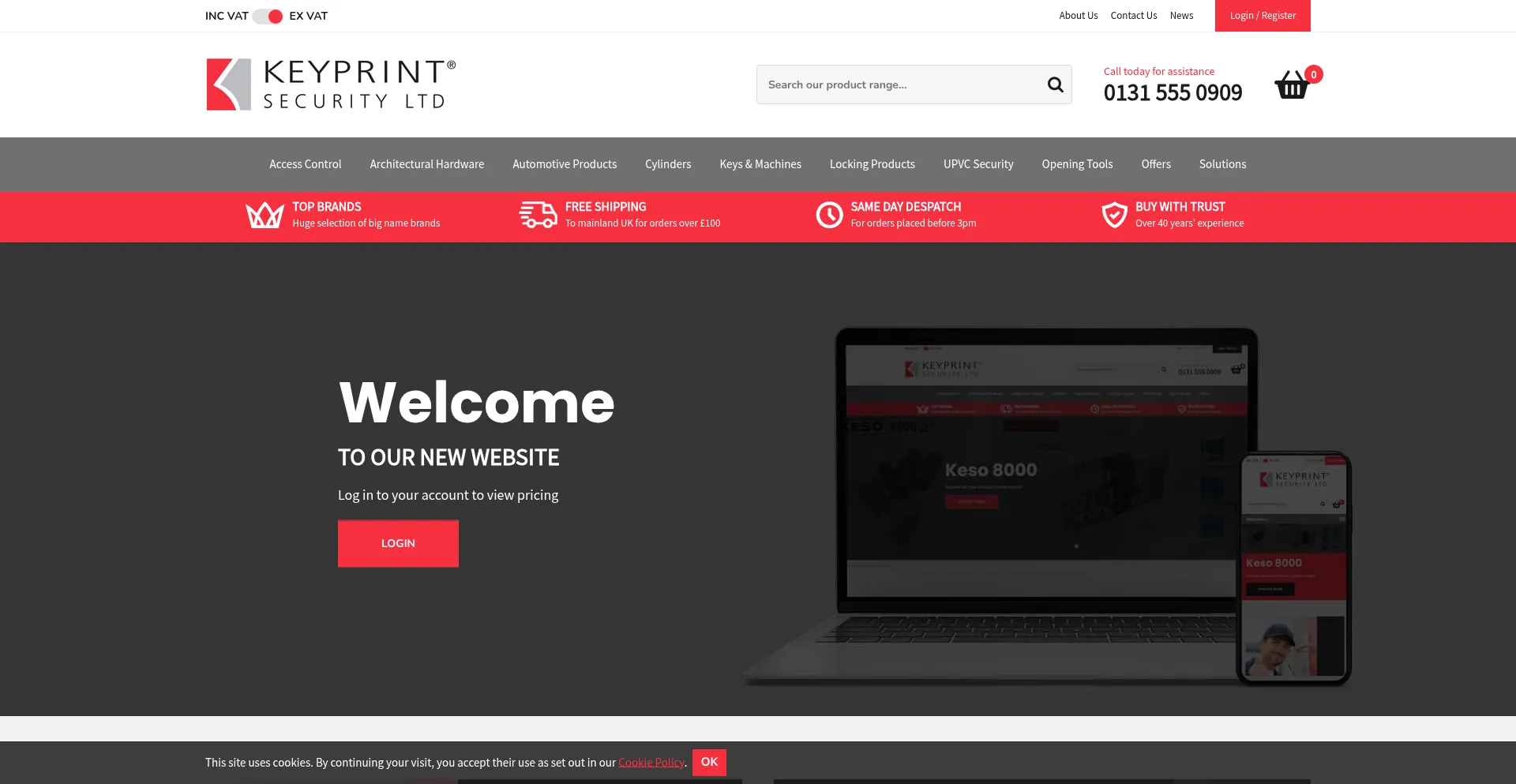 Website screenshot of Keyprint.co.uk